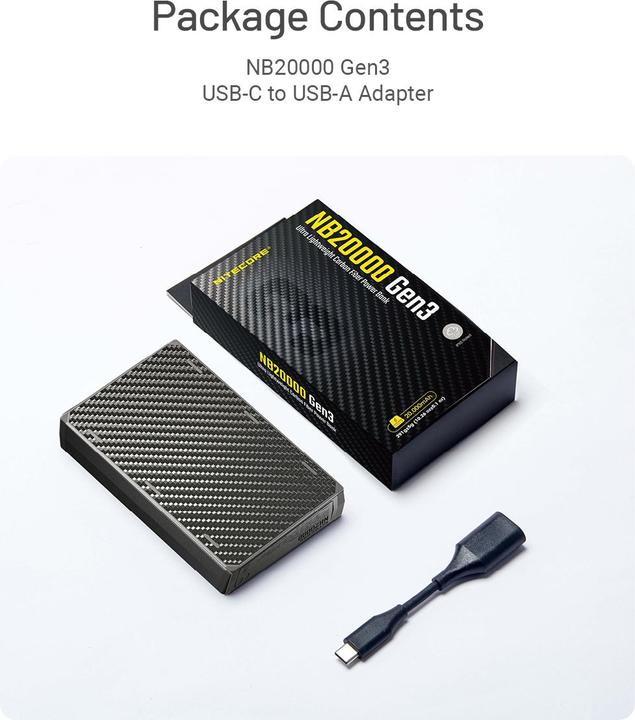Produktbild Nitecore NB20000 Carbon Fiber Powerbank GEN3 (20000 mAh, 22.50 W, 72 Wh)