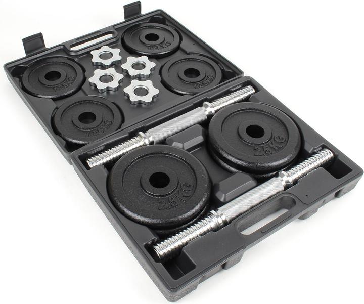 Actual product image Luxtri Dumbbell Set 20kg with 8 Cast Iron Hand Weights and 2 Bars w/Spin-Lock Collar, Carrying Case (4 x 1.25 kg)