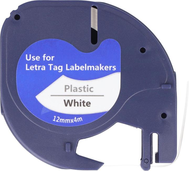 Produktbild AccuCell Schriftband Dymo 91201, LetraTag LT-100H, S0721610, S0721700 (1.20 cm, Schwarz)