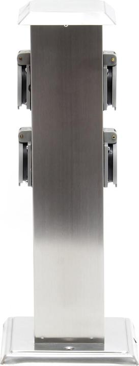 Actual product image Wiltec Outdoor Multi-socket Socket Strip 4 Sockets Stainless Steel Housing IP44 without Cable