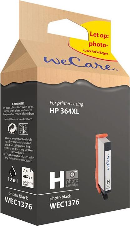 Actual product image Wecare Ink 364XL rebuilt photo bk CB322EE for HP PhotoSmart D5460 12ml (FC)