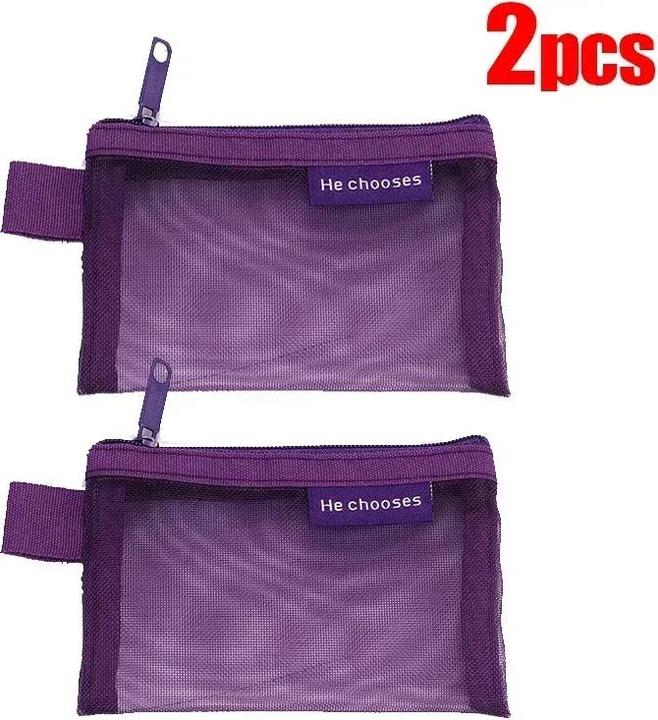 Only-Bags.Store 2 Pcs Mini Mesh Lagerung Taschen Multi-farbe Tragbare Mäppchen Halter Münze Kosmetik Schmuck Reise