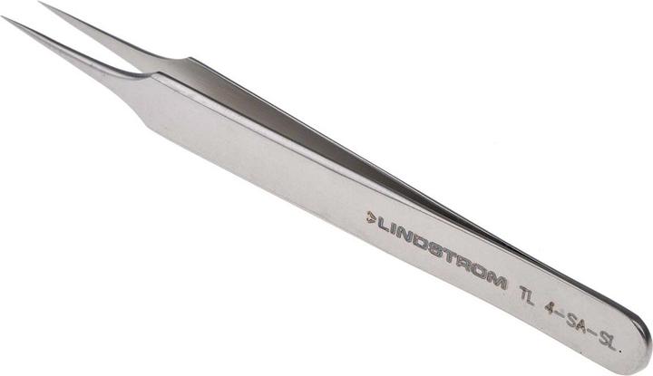 Actual product image Lindstrom Stainless Steel Tweezers ESD Protected Acid Resistant, Tip Straight, Fine, 110 mm