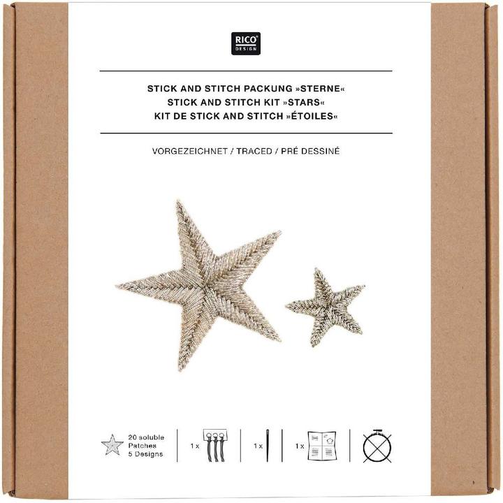 Actual product image Rico Design Stick and stitch pack of stars.100195