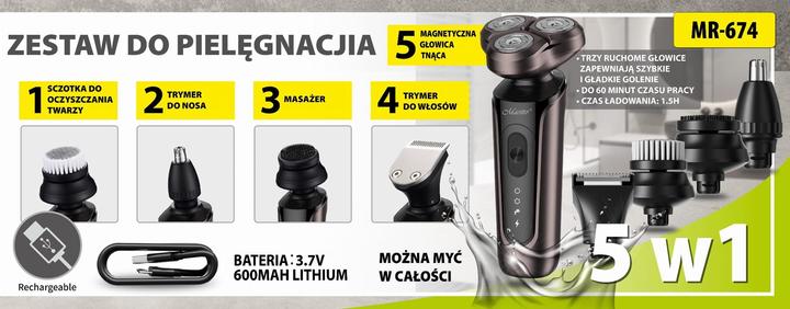 Immagine prodotto Maestro Zestaw do golenia 5w1 USB MR-674