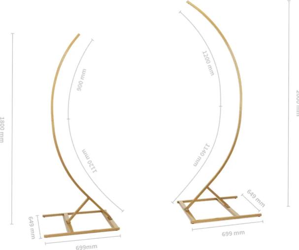 Valeurs nutritives et ingrédients Partydeco Support avec 2 demi-arcs, 200cm et 180cm - Set, Or