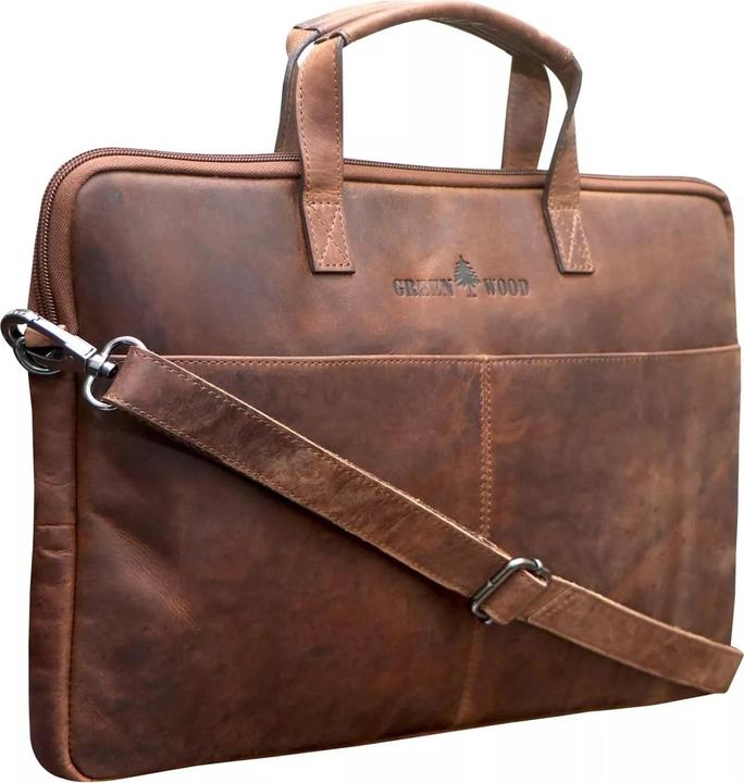 Produktbild Greenwood Laptoptasche Business-/Schultasche 17 Zoll Echtleder Fred Khaki No.6 (17")