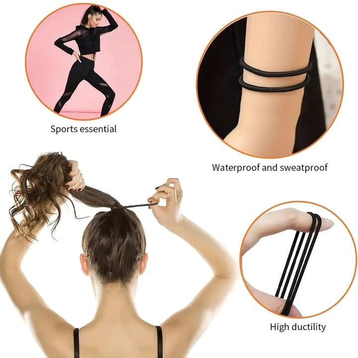 Image du produit ASMI 50 Stück elastische Haargummis Schwarz (Élastiques à cheveux)