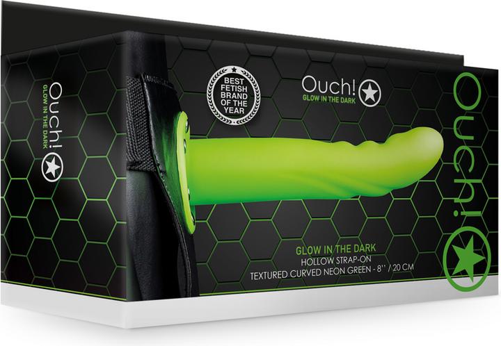 Ouch! Gestructureerd gebogen holle band - 20 cm - Glow in the Dark