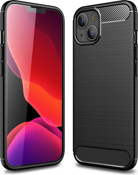 Image du produit Cover-Discount iPhone 13 mini - Coque en caoutchouc aspect carbone métal noir (Apple iPhone 13 mini)