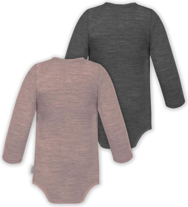 Produktbild Normani 2er Set Unisex Baby Wickelbody Langarm-Strampler Einteiler aus Merinowolle - 9351 (44)