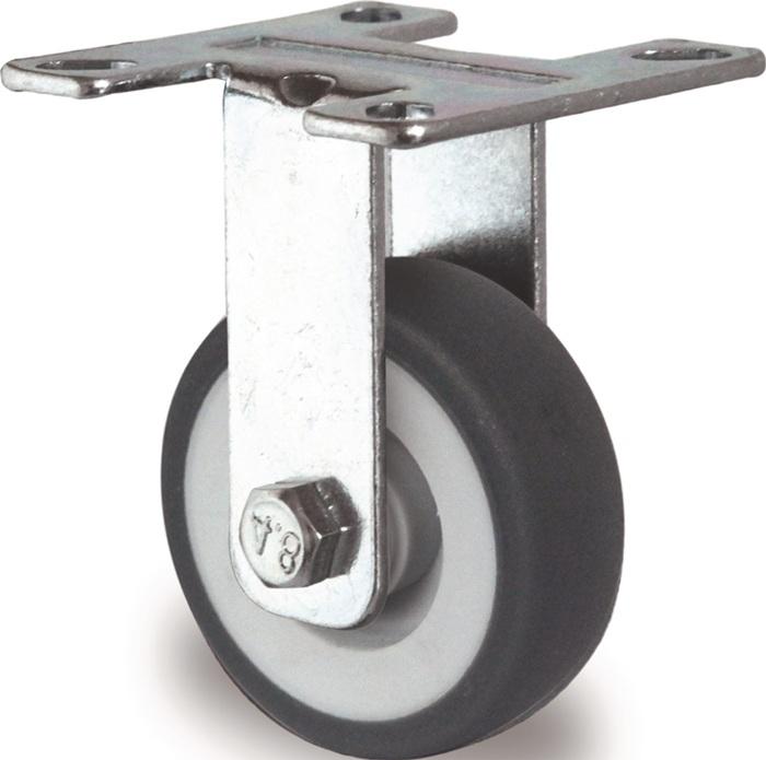 Actual product image Tecwerk Fixed castor 50 mm 50 kg solid rubber friction bearings 55 x 55 mm