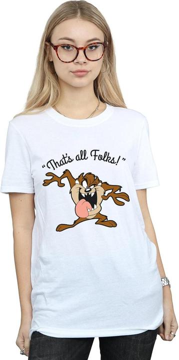 Image du produit Looney Tunes That's All Folks Taz Cotton Boyfriend TShirt (S)