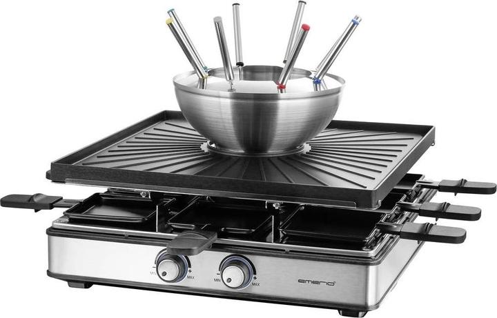 Emerio Raclettegrill,8 Pfannen,Grillplatte,Fondue
