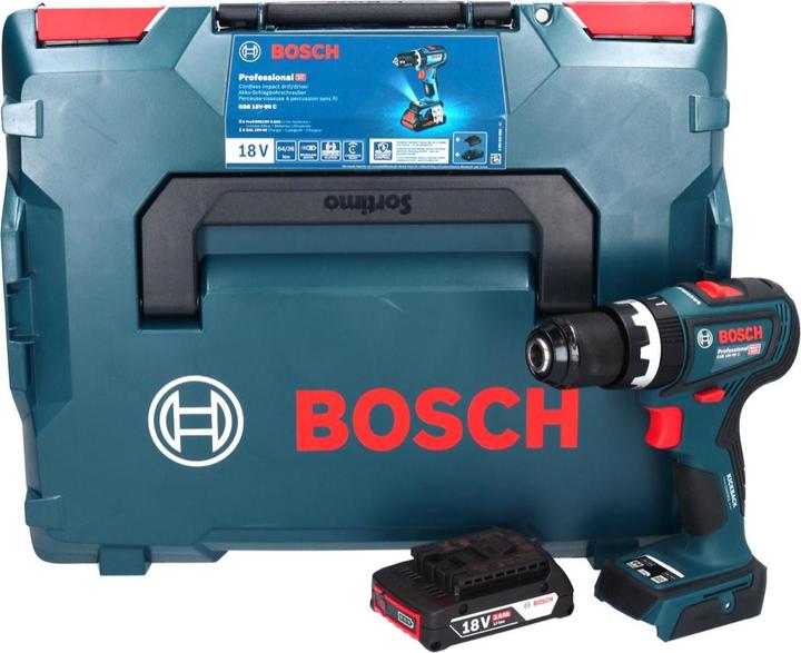 Produktbild Bosch Professional Bosch GSB 18V-90 C Professional Akku Schlagbohrschrauber 18 V 64 Nm Brushless + 1x Akku 2,0 Ah + (Akkubetrieb)