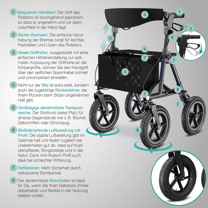 Actual product image Aktivshop Outdoor rollator with pneumatic tyres Comfort