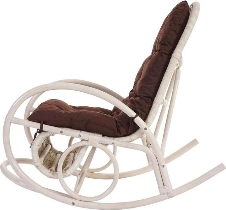 Produktbild Swisshandel24 Schaukelstuhl, Schwingsessel Rattansessel, weiss - Auflage braun