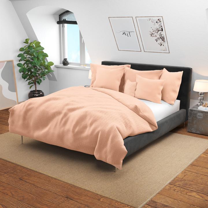 Image du produit Lotus Bettwaren Parure de lit en satin seersucker uni (Housse de couette, 200 x 210 cm)