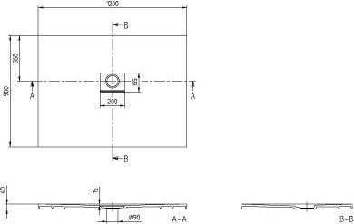 Actual product image Villeroy & Boch V&B Shower tray SQUARO INFINITY R-corner1200x900x40mm stone white