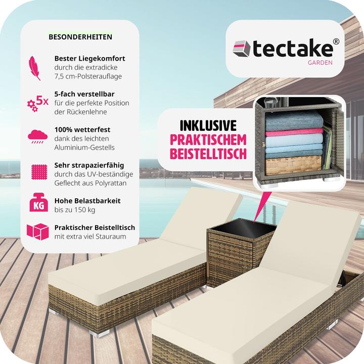Produktbild tectake Sonnenliegen Rattan (184 cm)