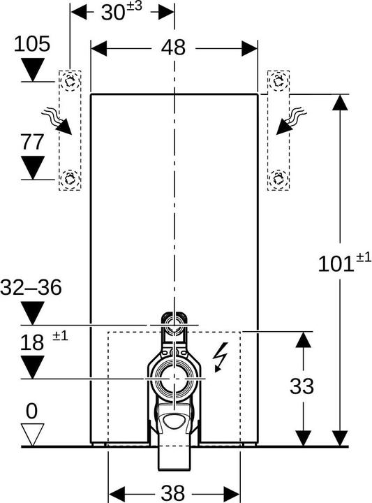 Image du produit Geberit Monolith PLUS module sanitaire pour WC au sol, 101 cm, entrée deau latérale, avec tubulure