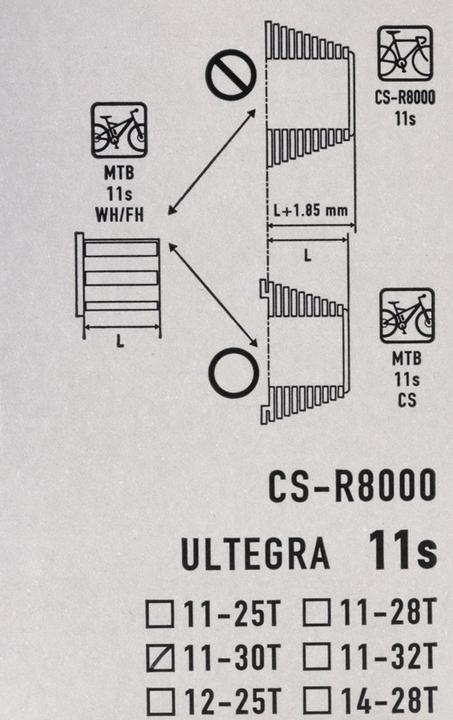 Valori nutrizionali e ingredienti Shimano Ultegra CS-RS8000/CS-HG800 (11-velocità, 11-30)