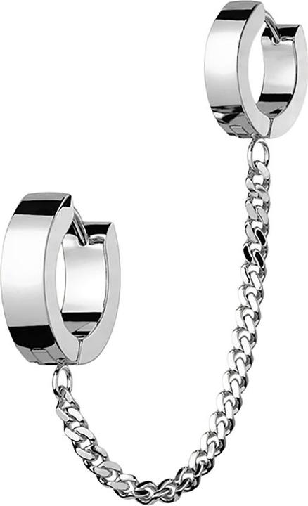 Actual product image Star Piercing Earring folding silver chain with earring (without brass, Surgical steel 316L)