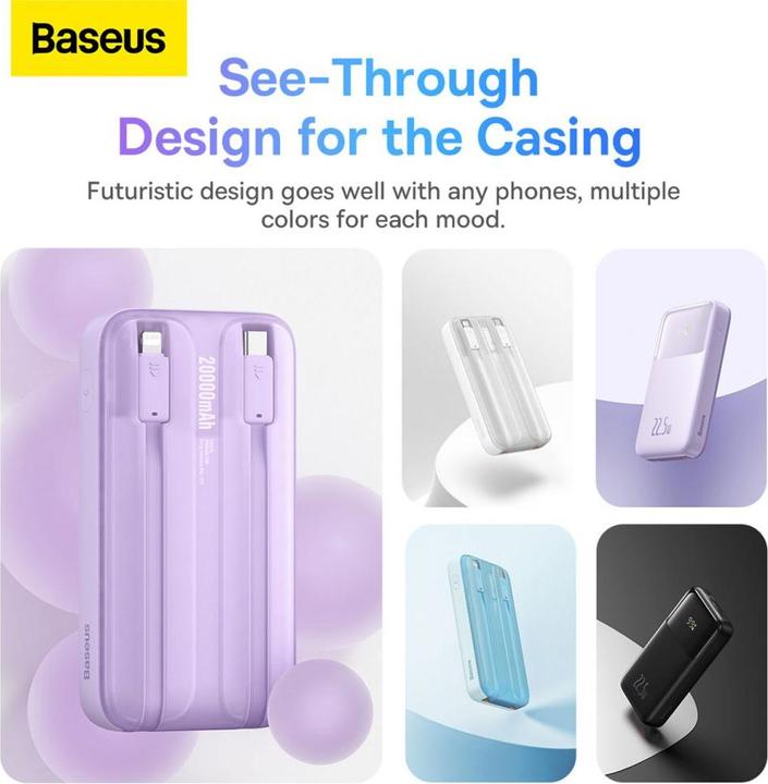 Actual product image Baseus Powerbank Comet 20000mAh, USB do USB-C, 22.5W (black) (20000 mAh, 22.50 W, 77 Wh)