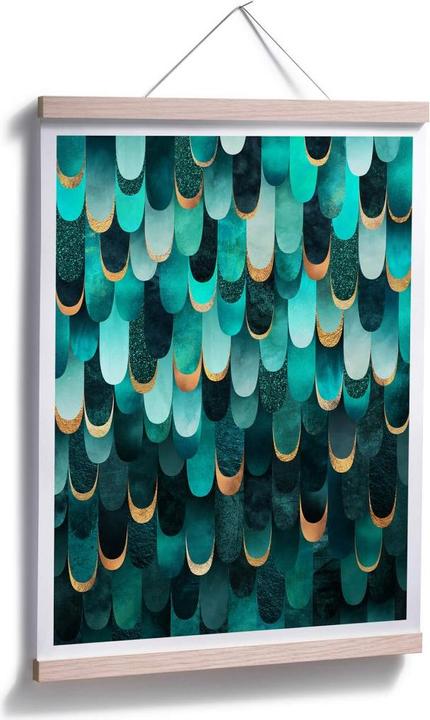 Actual product image Trenddeko Turquoise feathers (24 x 30 cm)