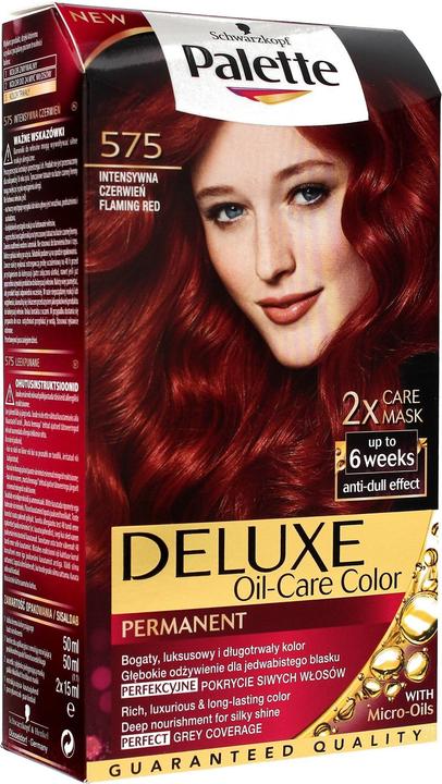 Palette Deluxe Oil-Care Hair Dye Permanently Coloring From Micro-Oil 575 Intense Red (575 Intensiv Red)