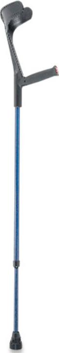Produktbild Sahag Krücken Ergo Hartgriff alu blau -140kg Clipverstellung 2 Reflektoren
