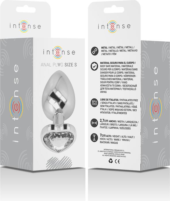 Actual product image Intense White Heart Aluminium Metal Anal Plug Size S
