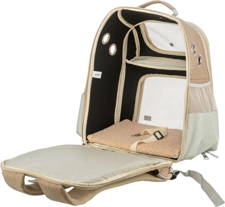 Image du produit Trixie Sac à dos pour transport d'animaux Willow Beige/Brun (Chat, Chien, Réflecteurs, Respirant)