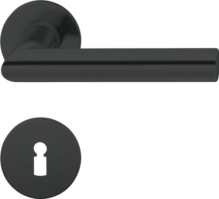 Actual product image FSB Door fitting 1076 | Door handle on flat rose BB, 38-42 | black matt (Door handle)