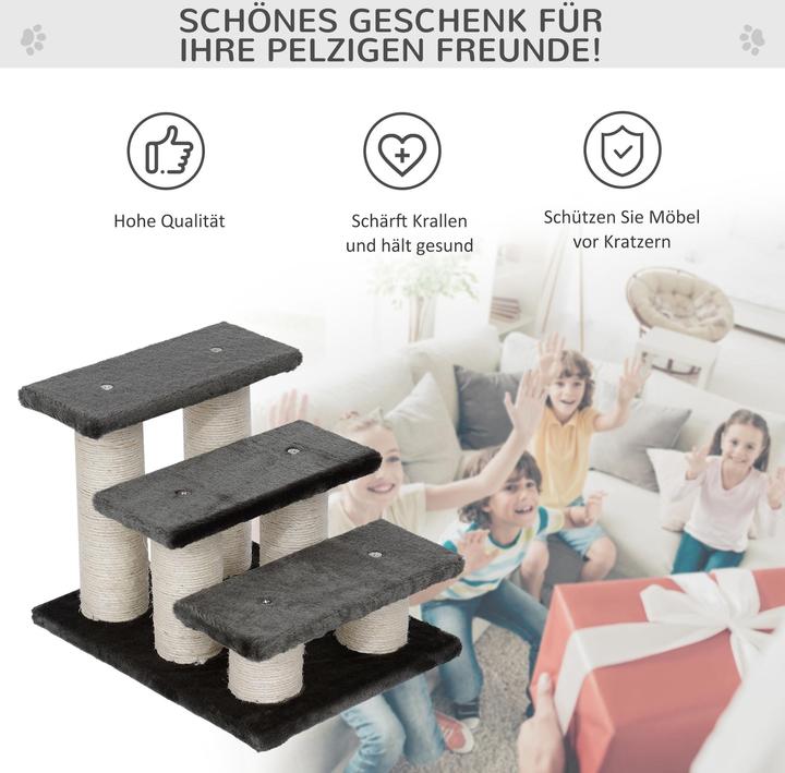 Actual product image PawHut Cat stairs with 3 steps (34 cm, Grey)