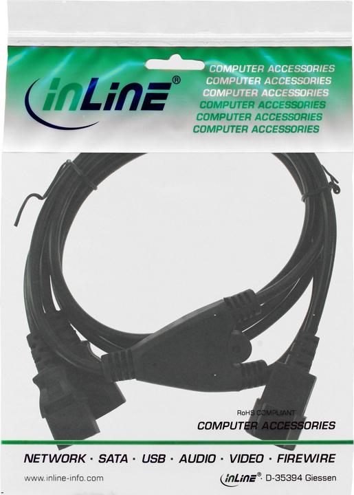 Produktbild InLine Y-Verteilerkabel, 1x Kaltgerätestecker zu 2x Kaltgerätebuchse (1.80 m, IEC 309)