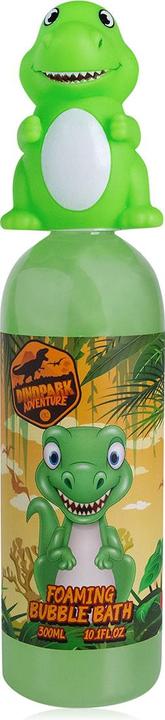 Accentra Schaumbad DINOPARK ADVENTURE in Flasche mit T-Rex Dekoverschluss, 300ml, Duft: Apfel, Farbe: grün/or (300 ml, Schaumbad)