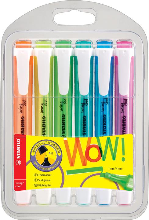 Immagine prodotto STABILO evidenziatore swing cool (Pink, Arancia, Giallo, Blu, Verde, Turchese, 4 mm, 6 x)