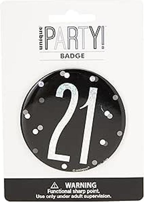 Actual product image Unique Party Prismatic 21st Birthday Badge