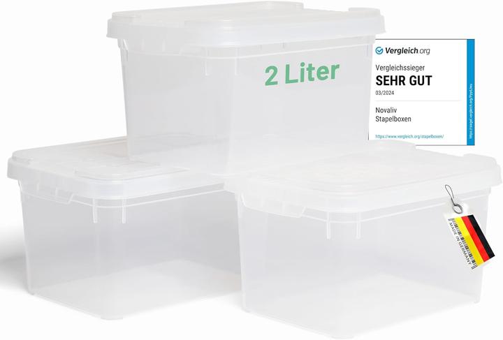Immagine prodotto Novaliv 3x Aufbewahrungsboxen mit Deckel klein 2 L transparente Nestbar stapelbare Plastikboxen mit (2 l)
