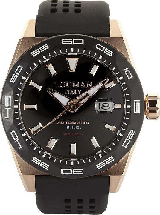 Produktbild Locman Italy Herrenuhr Stealth Automatik schwarz/rosé PVD Ref. 0215 (Analoguhr, 46 mm)
