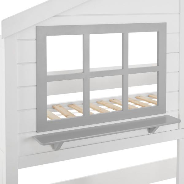Immagine prodotto Juskys Casa dei sogni con letto a soppalco per bambini con tetto e scala (90 x 200 cm)