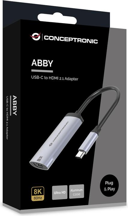Productafbeelding Conceptronic Adapter USB-C -> 2.1 HDMI-adapter 8K 60Hz grijs (USB Type-C, HDMI, 3.02 cm)