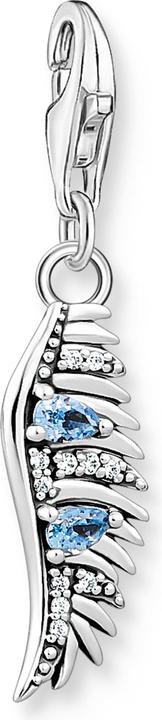 Thomas Sabo Charm-Anhänger Phönix Feder mit Blauen Steinen Silber (925er Silber)