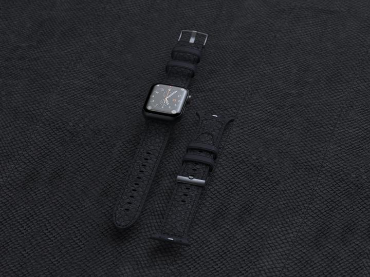 Actual product image Njord Vindur Watch Strap for Apple Watch 44/45mm (45 mm, Vegan Leather, Stainless steel fastener, Salmon leather)
