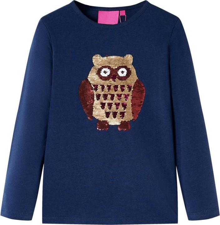 VidaXL Kinder-Langarmshirt Marineblau 128,Material: 95 % Baumwolle (128)