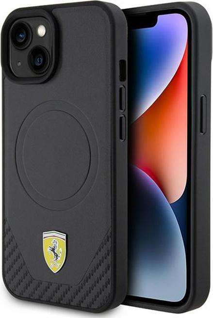 Actual product image Ferrari FEHMP15SPTEK iPhone 15 6.1" czarny/black hardcase Carbon Metal Logo MagSafe (Apple iPhone 15)