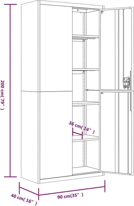 Produktbild VidaXL Bakarne (90 x 40 x 200 cm)