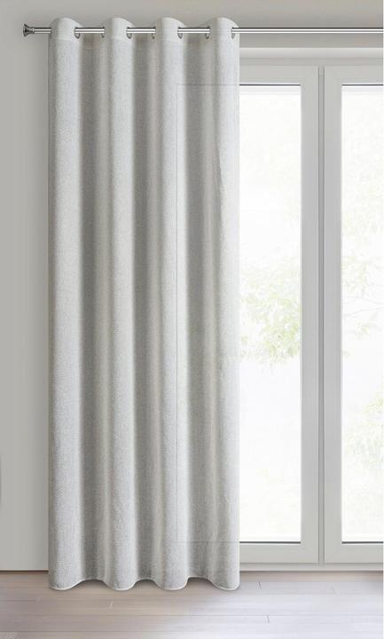 Eurofirany ABBY curtain with mesh structure and bouclé, natural colour, copper, 140 x 270 cm, eyelets/circles (140 x 270 cm)