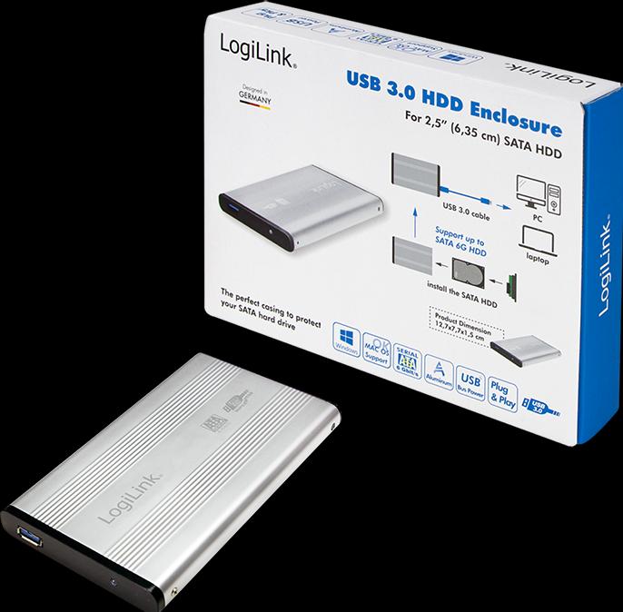 Immagine prodotto LogiLink UA0106A - Custodia per HDD 2.5 SATA USB 3.0 Argento (2.5")